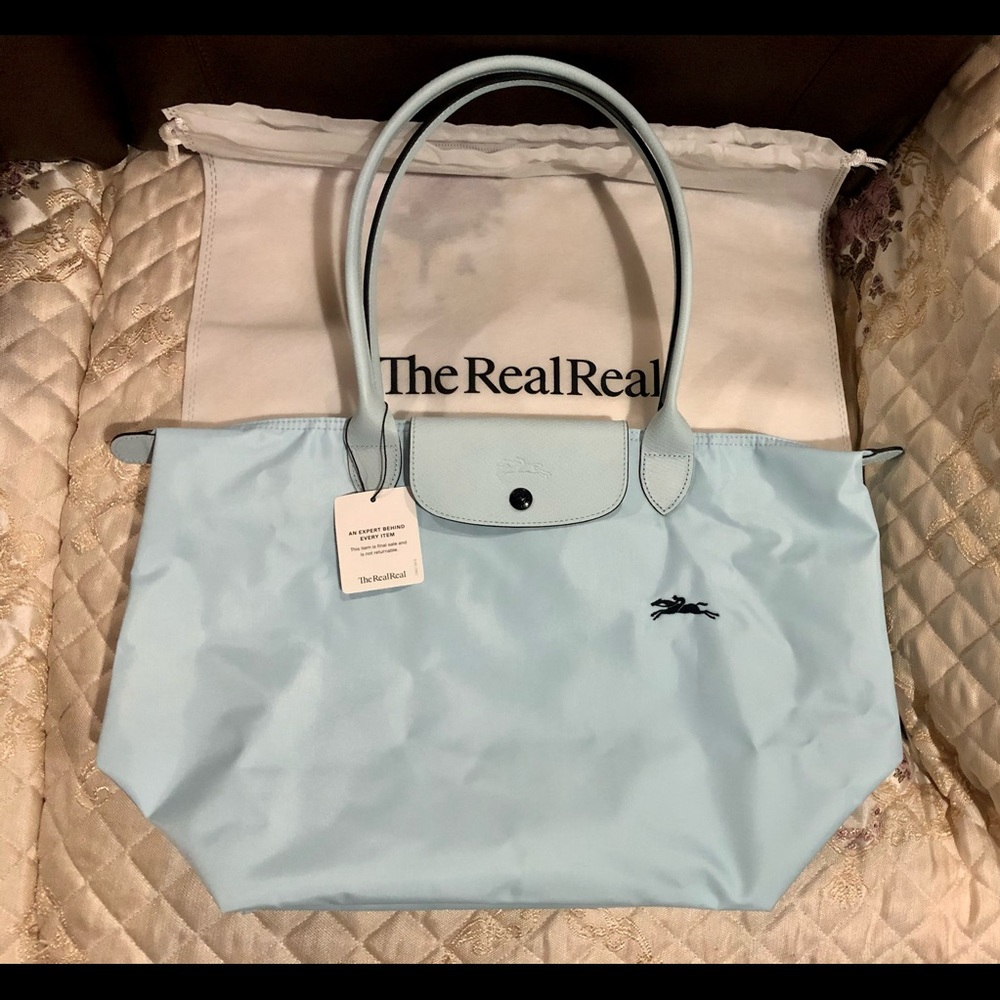 Longchamp large tote baby blue New